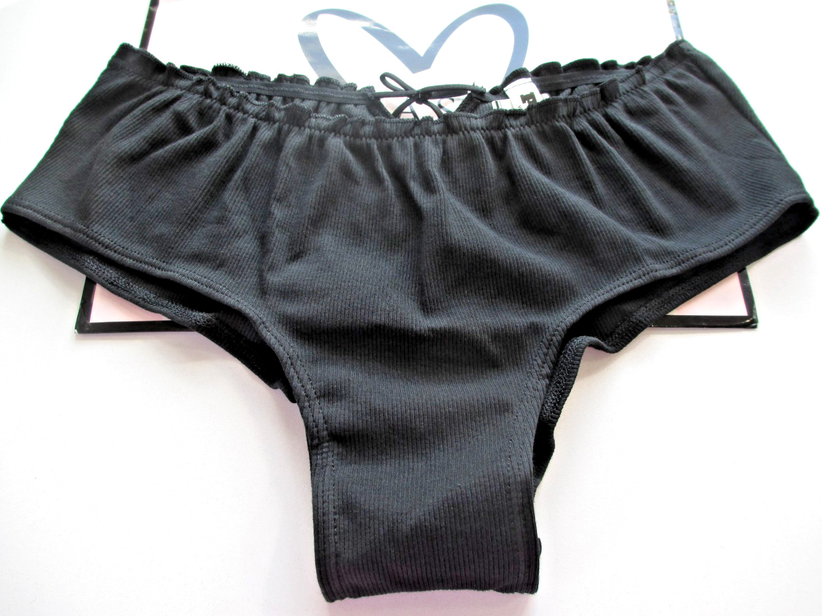 VICTORIA’S SECRET PINK Cotton Cheeky Panty S M L XL Black NWT Ruffle Tie Bow VS