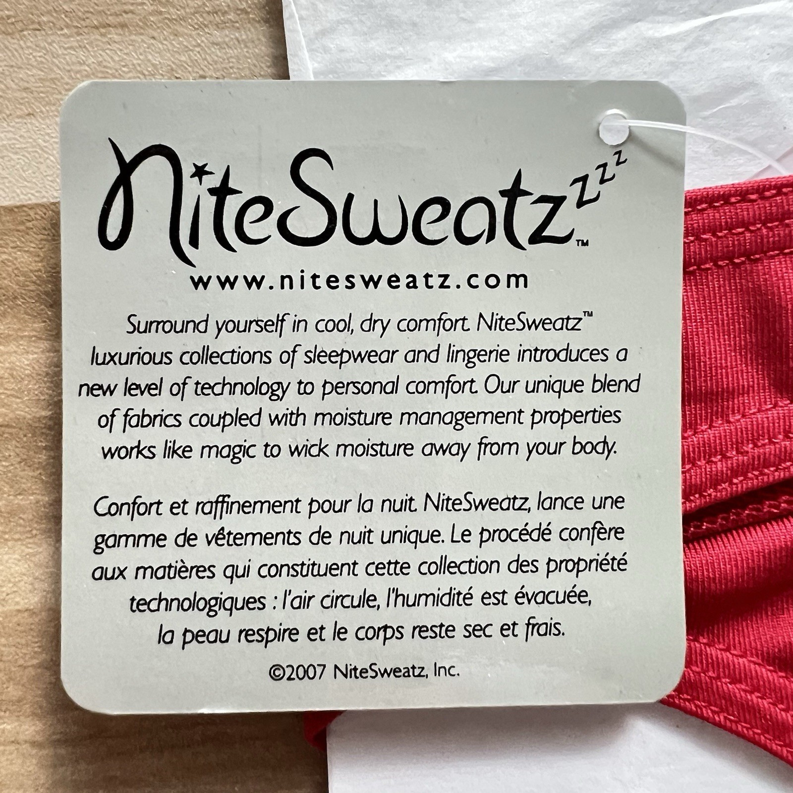 NiteSweatz Thong Panties Underwear Medium Red Moisture Wicking Microfiber NEW