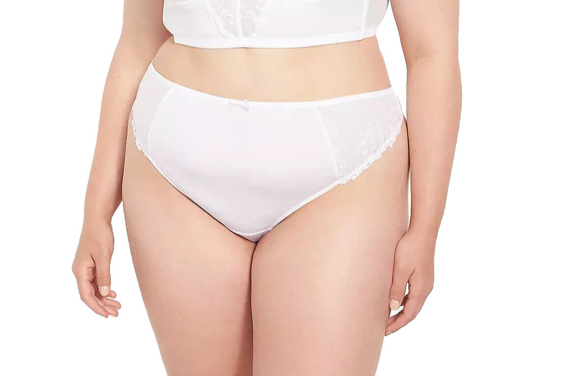 Cacique~New With Tags~White Embroidered High-Leg Thong~Size 14-16W (XL-0X)