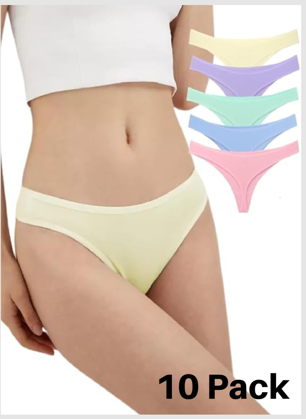 Womens Ladies Cotton Thong Size XL * 10 Pack Pairs * Thongs Low Waist Tanga