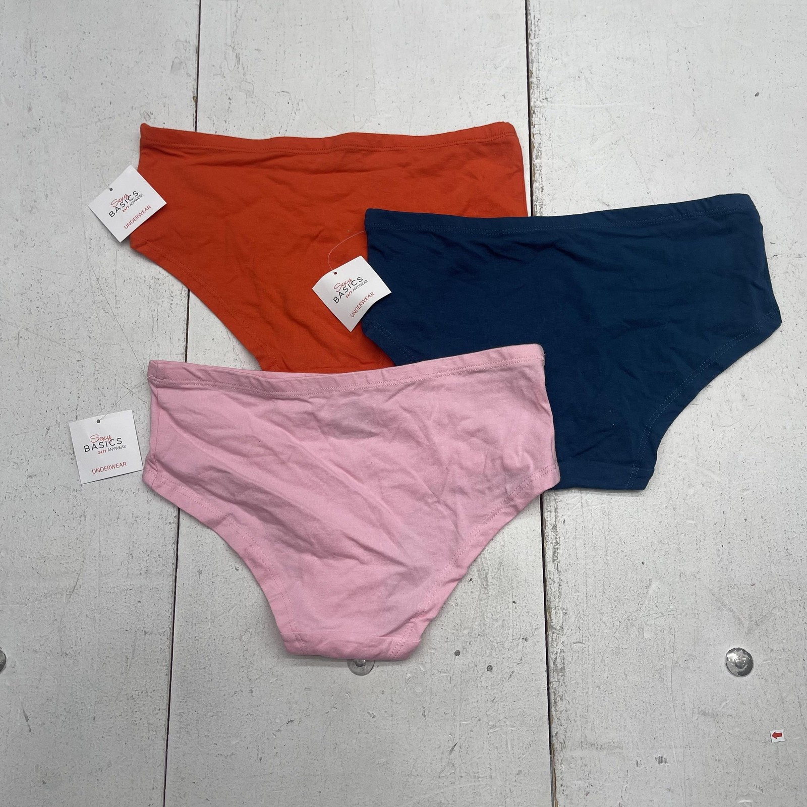 Sexy Basics Bikini Panties Womens Medium Multicolor Cotton 3 Pack Underwear