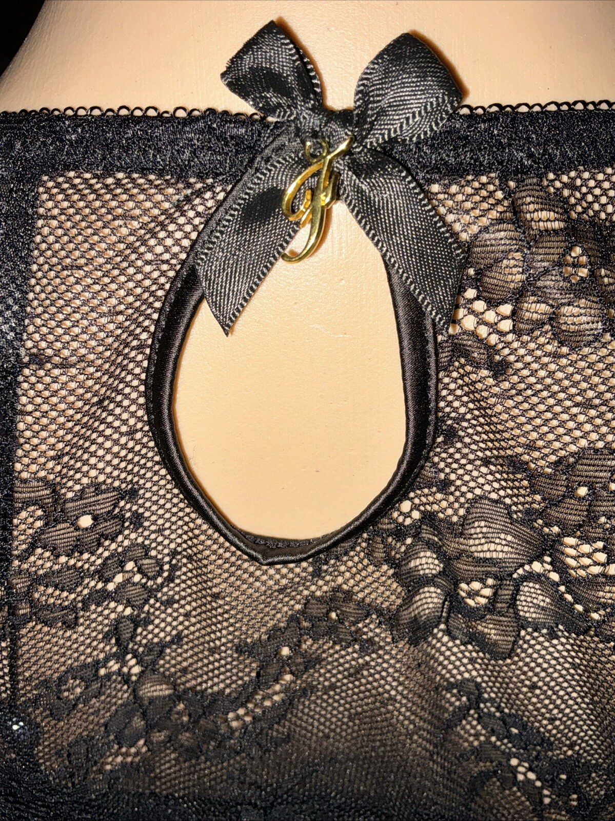 NWT XXL Frederick’s Of Hollywood LUELLA Floral Lace Black Panties F300-0032