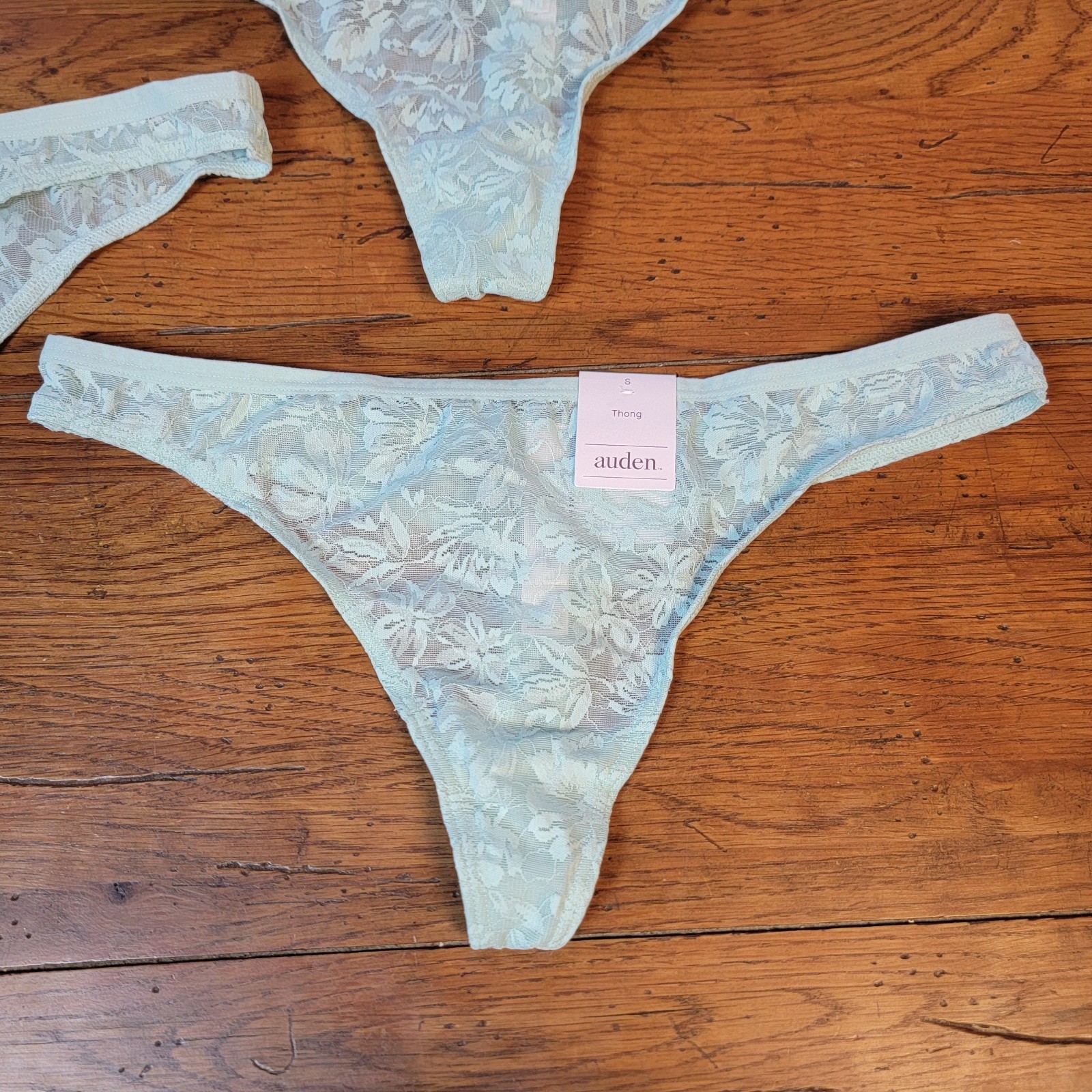 (3) Auden Womens Small (4-6) Nylon Mesh Thong Underwear Target S Green Floral