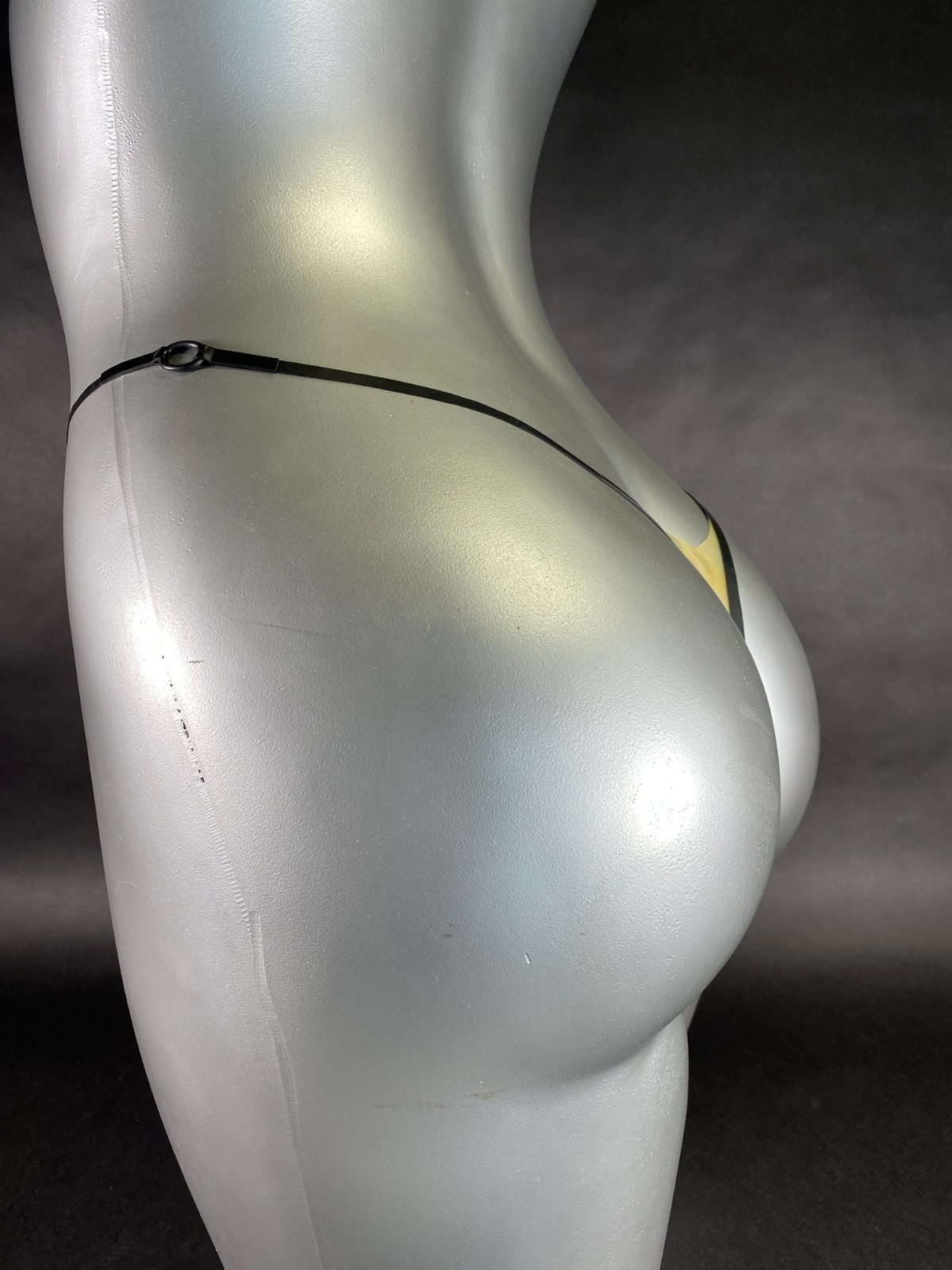 Transparent & Black Latex Micro Panties Thongs Handmade U.S. Designer Sz Large