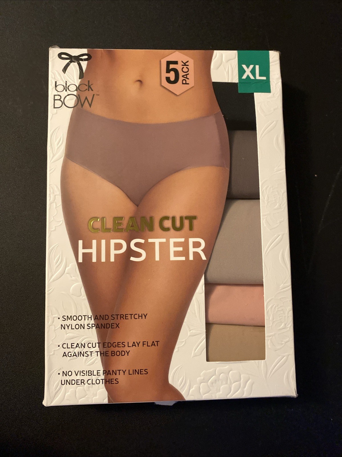 NWT BLACK BOW CLEAN CUT HIPSTER UNDERWEAR MULTICOLOR 5 PACK SZ XL #182C