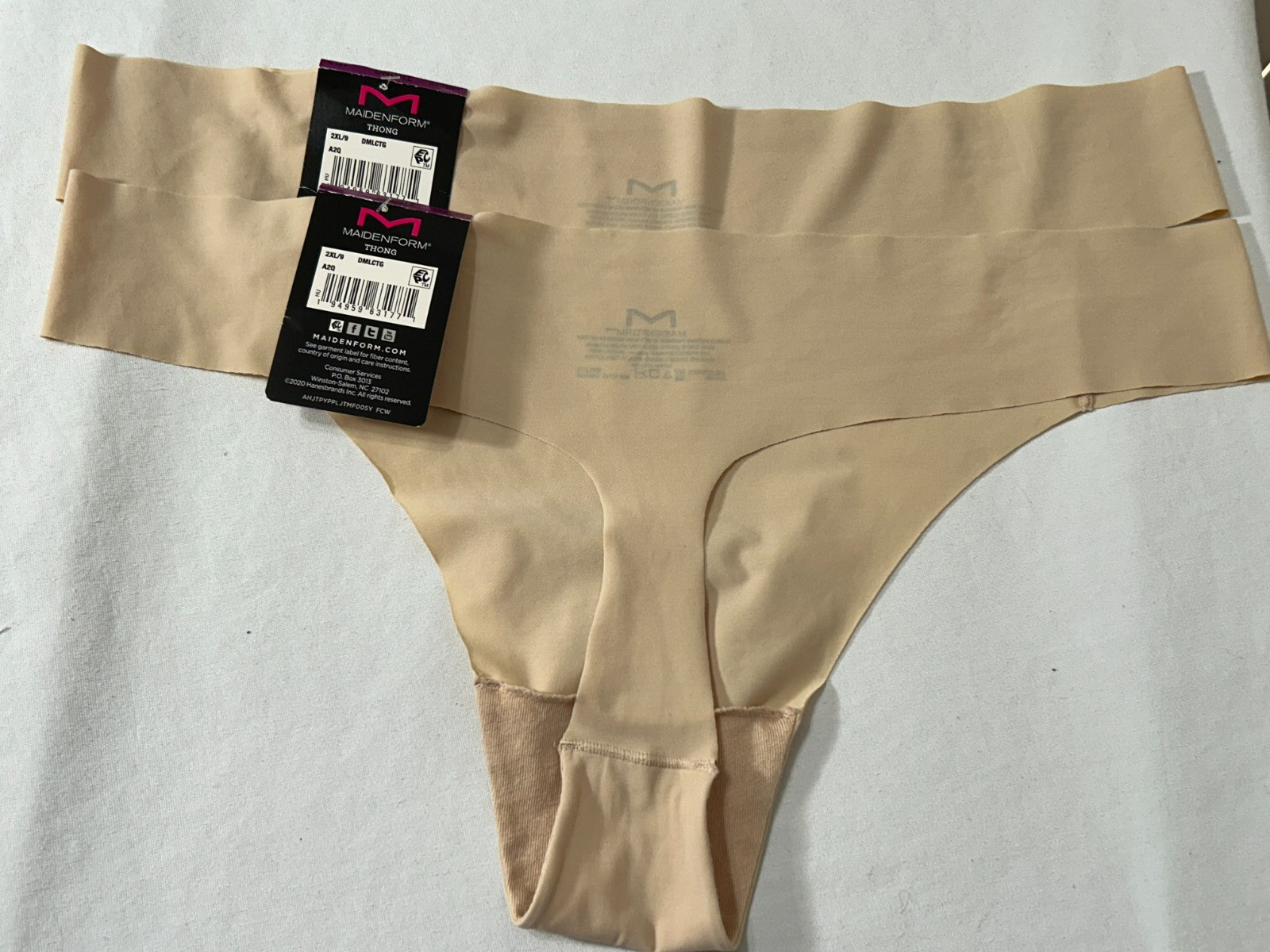 Maidenform Thong Underwear 2 Pair XXL/9 No Show Flawless Comfort Devotion Dmlctg