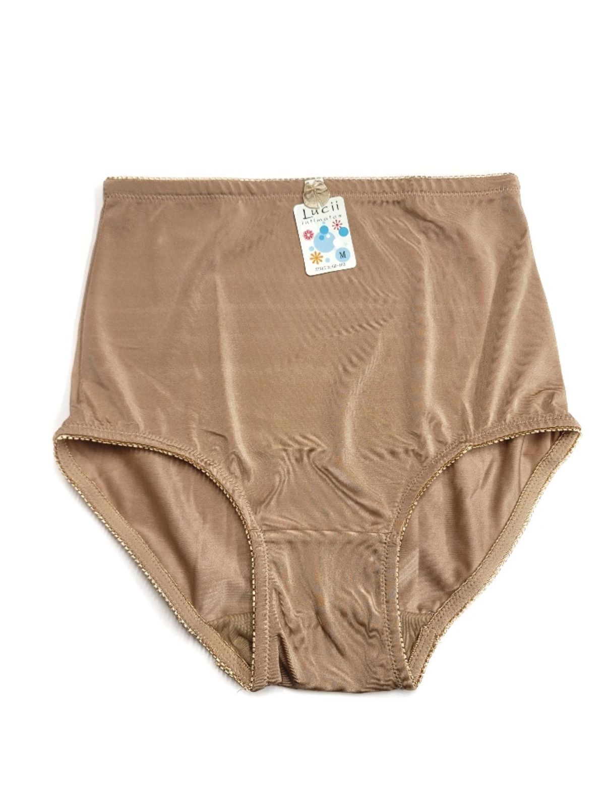 Lucii High Waist Light Tummy Control Full Coverage Satin Brief Girdle Panties