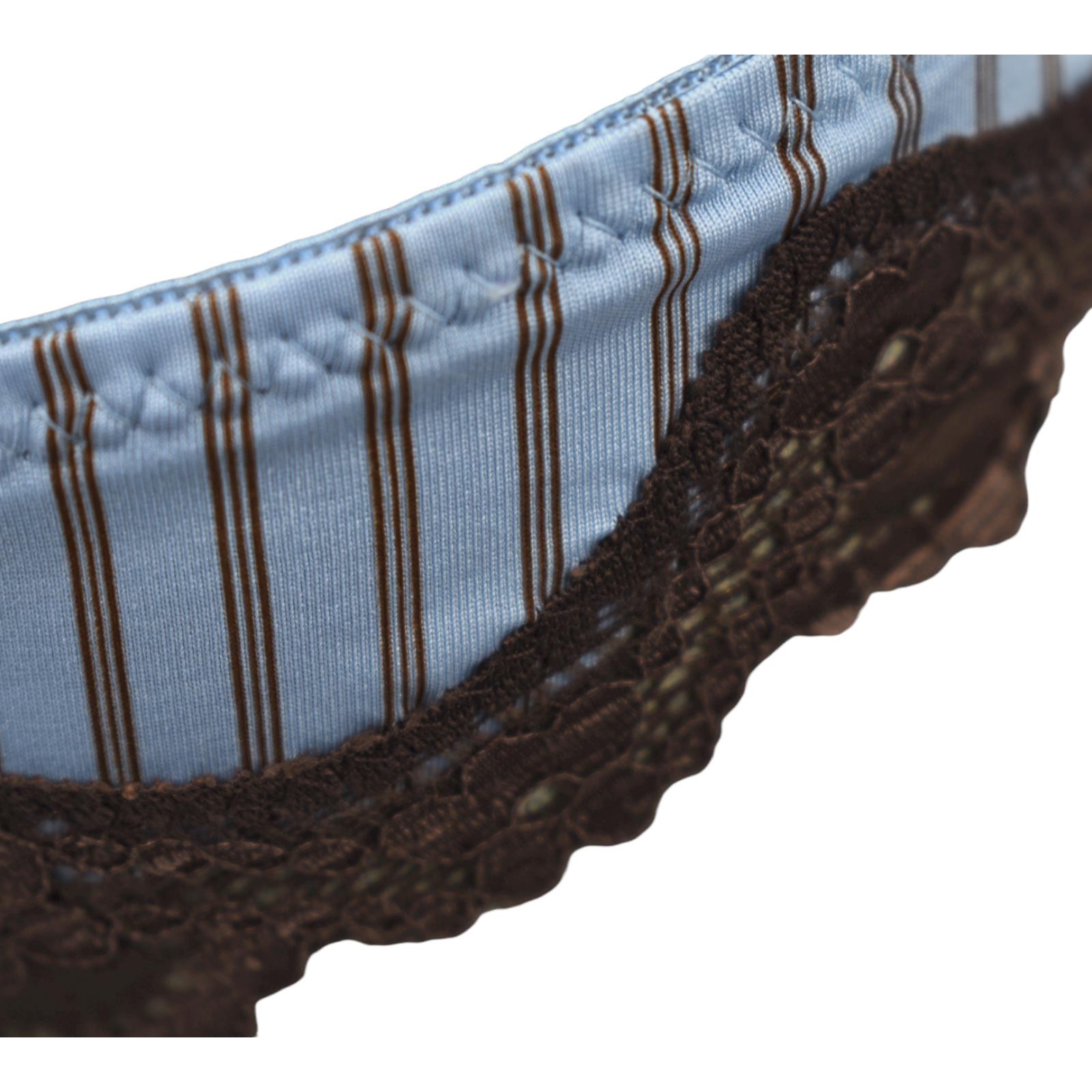 Women Thong Panties Underwear Blue and Brown Pinstripe Sizes Medium and Large