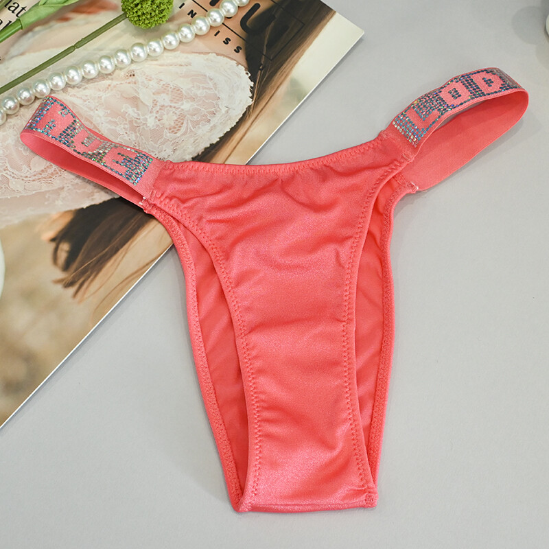5 Packs Lot Sexy Womens Satin Panties Thong Brief Glitter Low Waist Underwear
