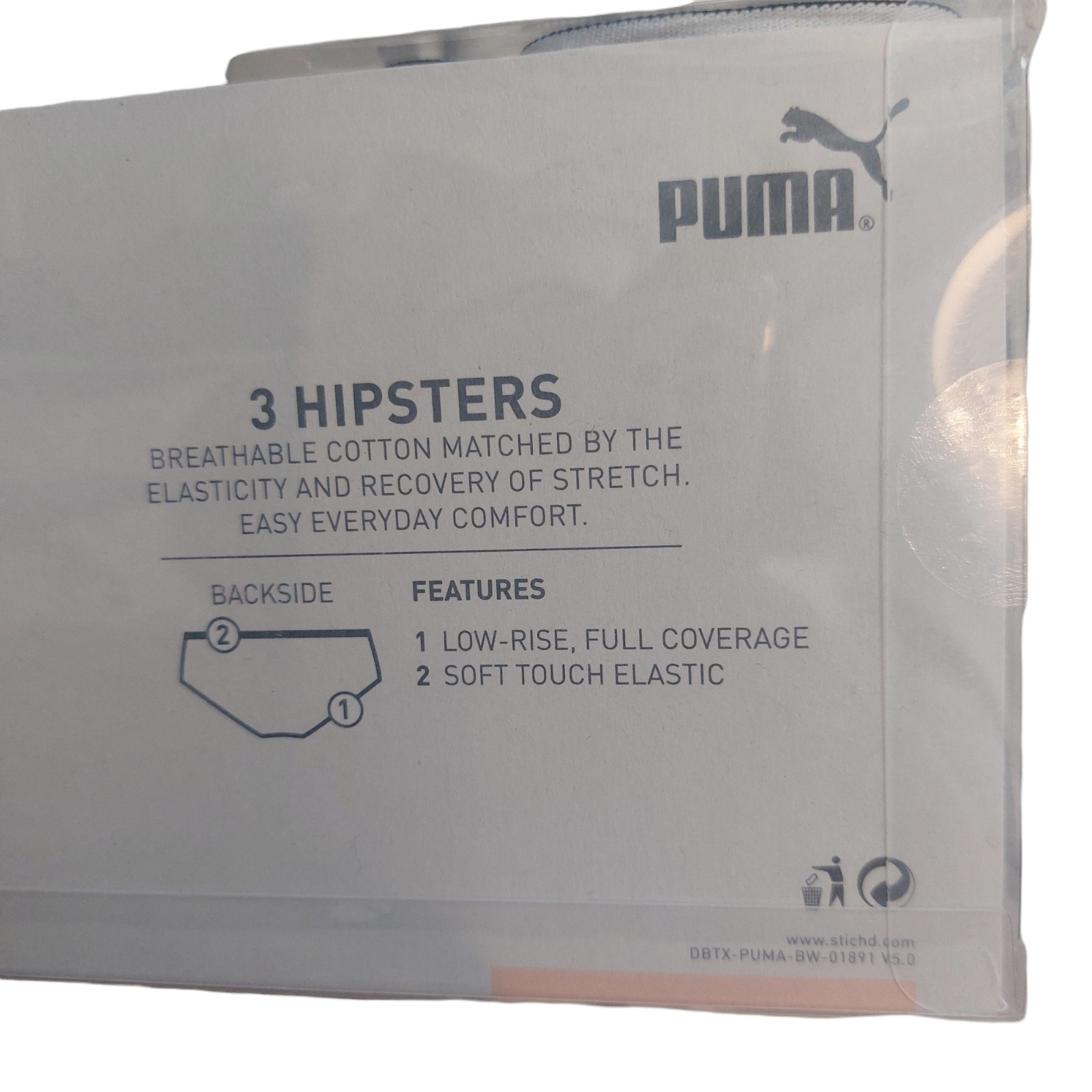 PUMA Women’s Hipster Brief 3-Pack, Black. L UK