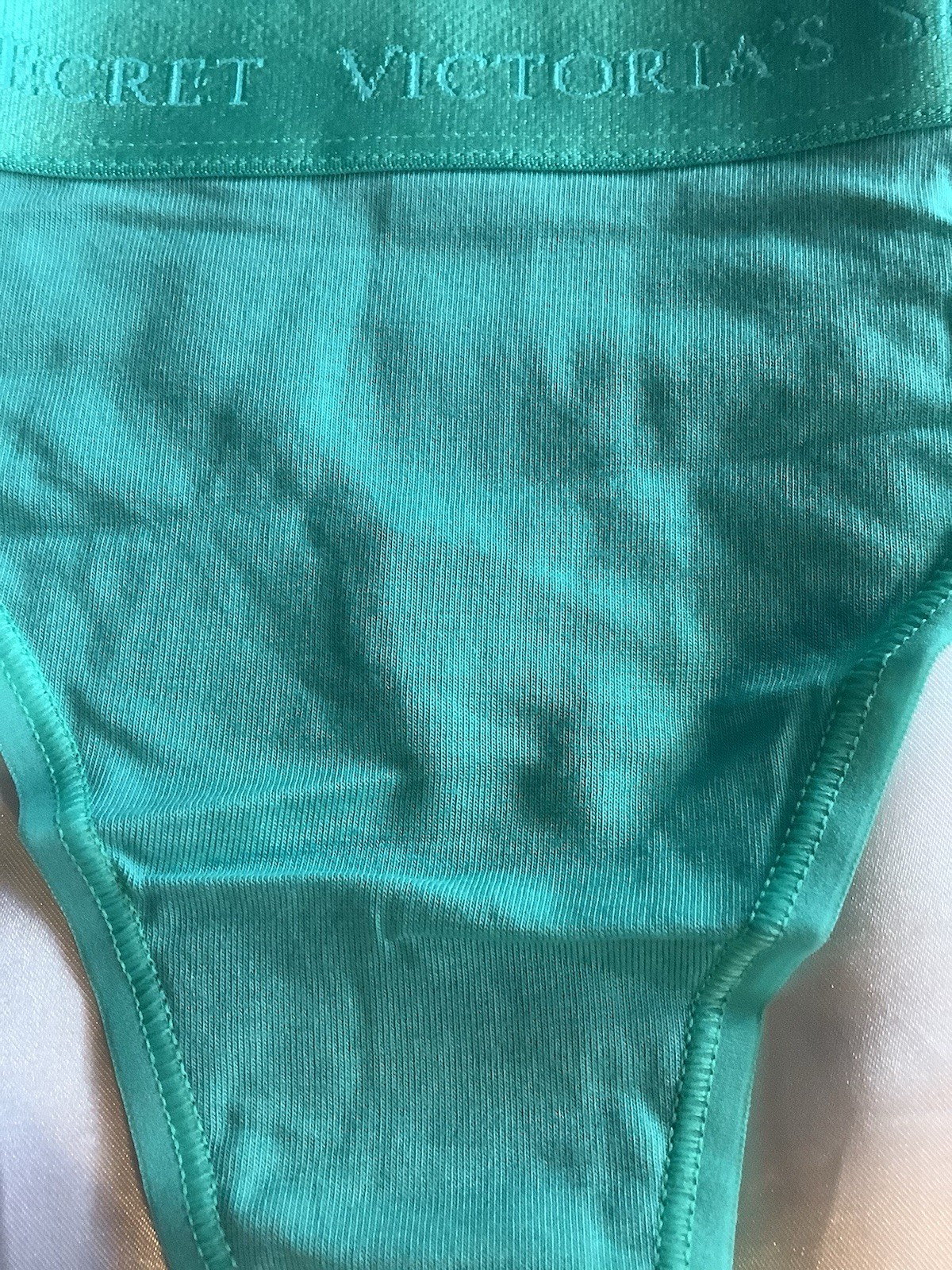 Victoria’s Secret PINK Women’s Thong Panties Band Logo Blue Turquoise 1pk Large