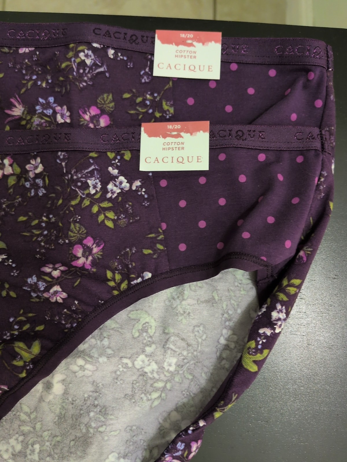 Lane Bryant 18/20 Cotton Hipster SET 2 NEW W TAG Purple Ditsy Floral Dot