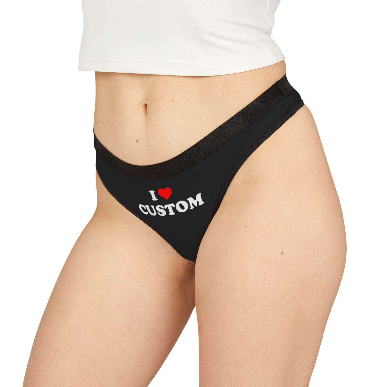 I HEART LOVE CUSTOM TEXT NAME LOVE VALENTINE WOMEN’S UNDERWEAR PANTIES THONG