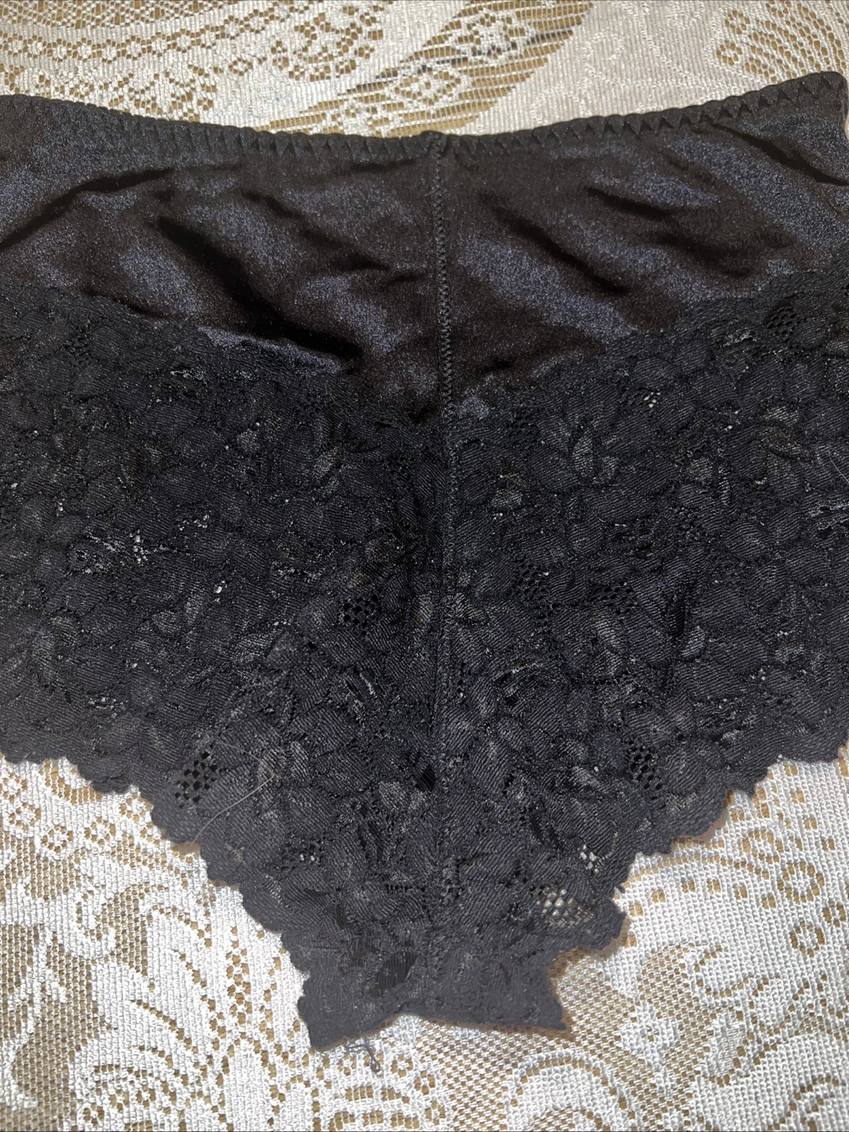 Eva Cervantes Panties Lace Shapewear Black Satin Firm Large tap panties
