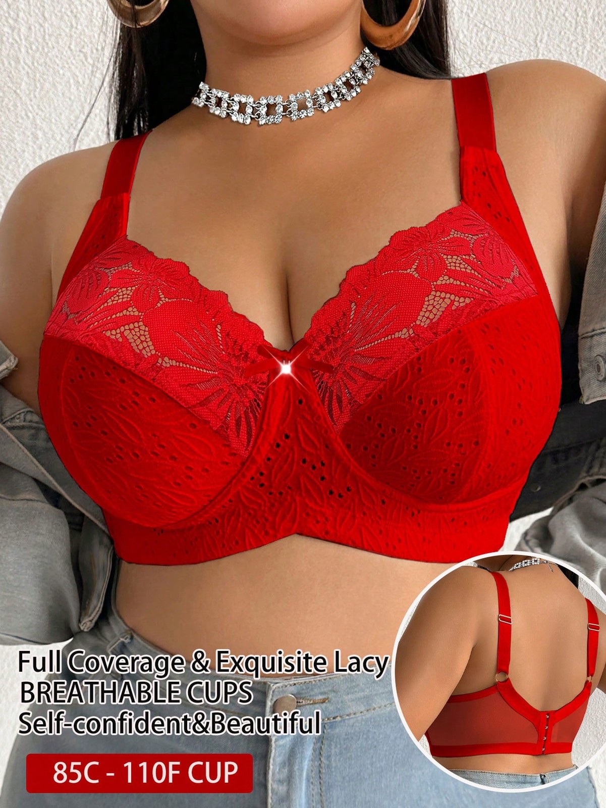 Elegant Lace Patchwork Wireless Bra Plus Size Ladies Cheap24
