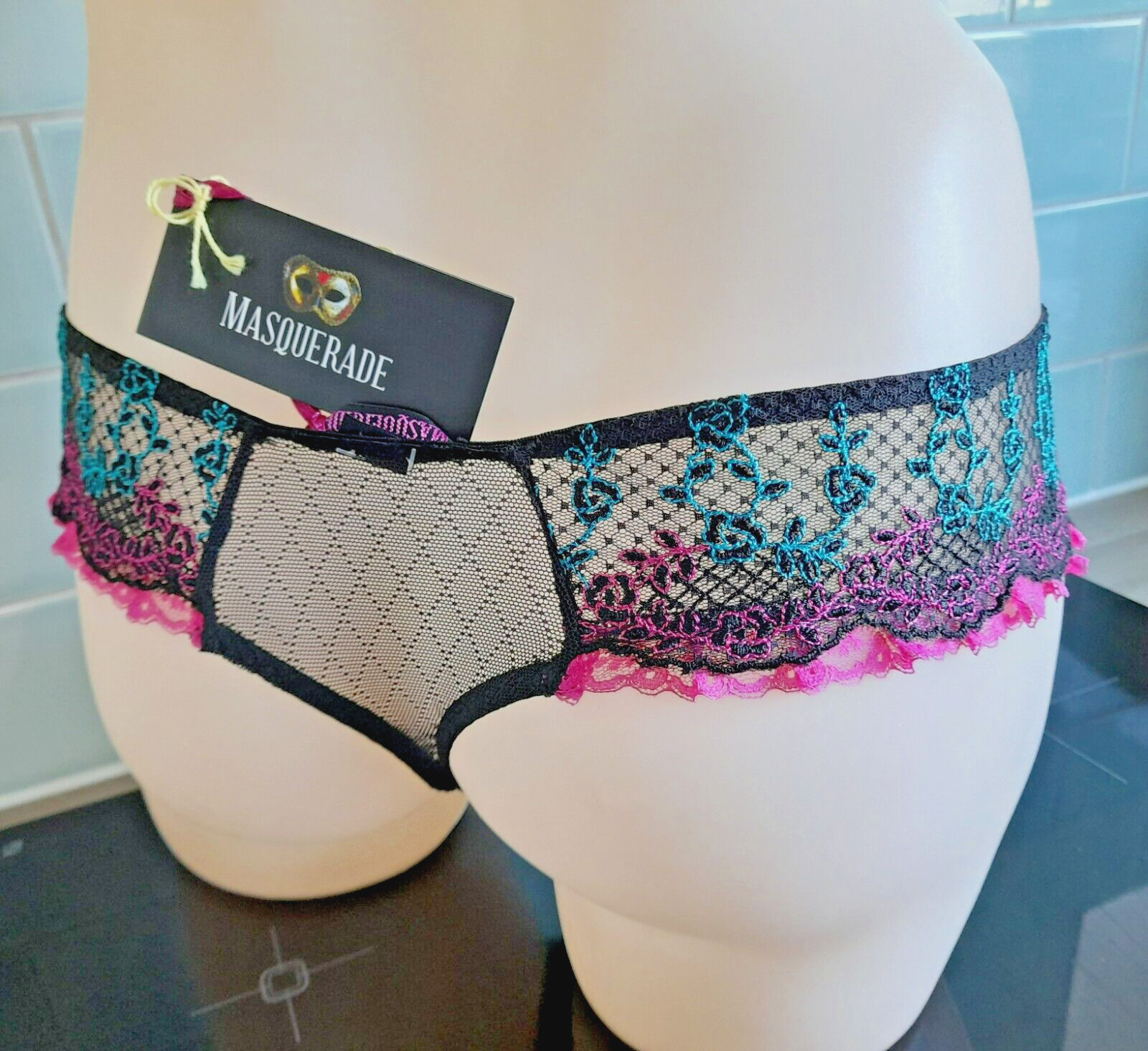 Masquerade by Panache Showtime CARNIVAL Black/Pink Hipster Thongs
