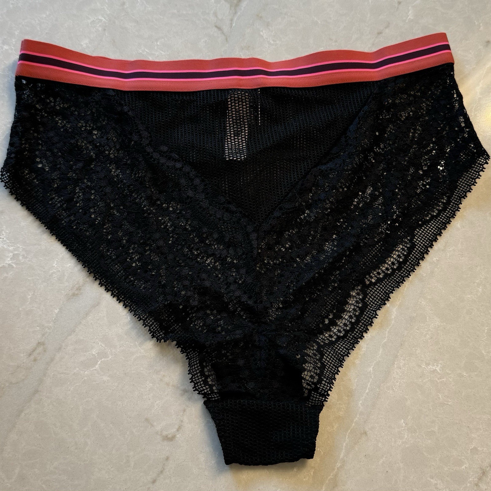 NEW! VS Victoria’s Secret PANTY ~LARGE ~ HIGH WAIST CHEEKY~ BLACK LACE ~ NWT