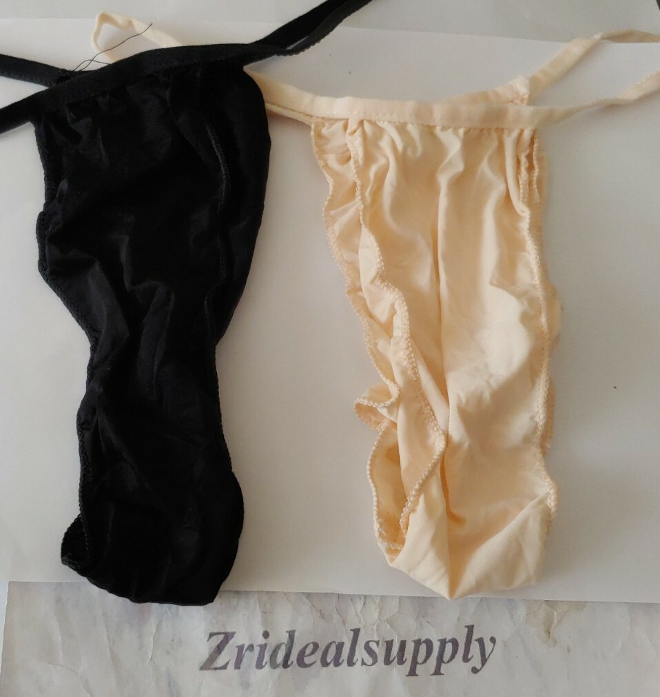Women’s Sexy Thong Black & Beige colors SIZE SMALL New 2 PACK