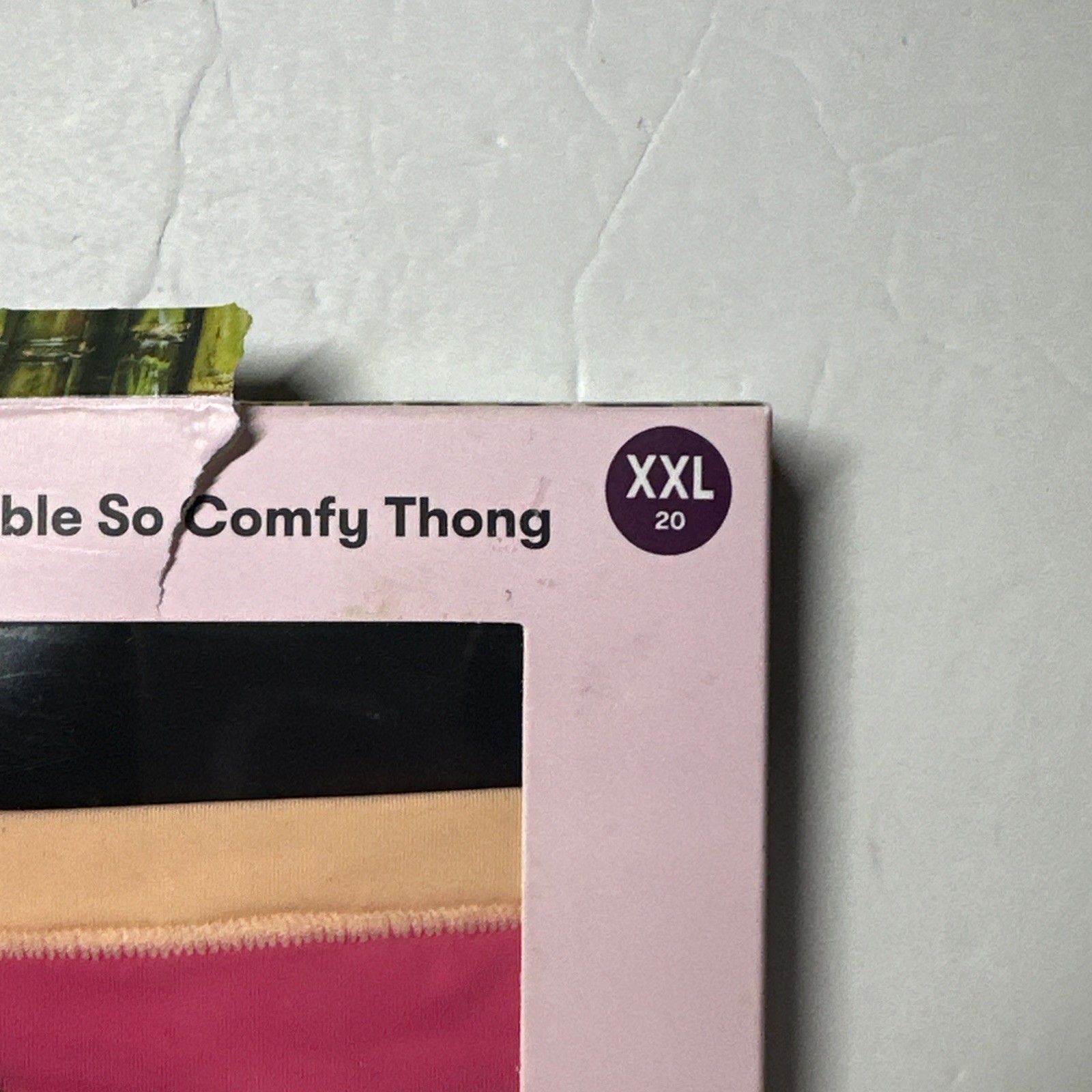 Kindly Yours So Comfy Thong Underwear 4-Pack XXL (20)Pink,Magenta,Stripe,Black