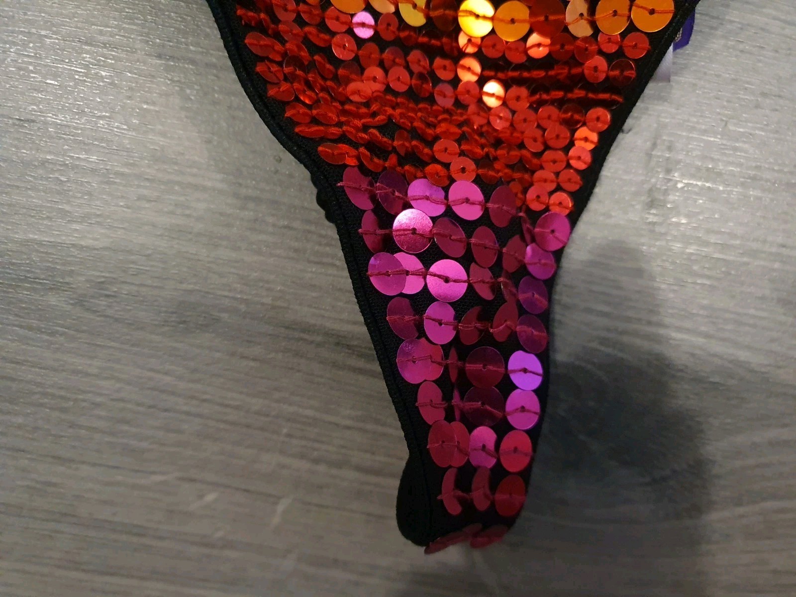BNWT Vintage Insinuate Showtime Black Satin/Mesh Sequin G StringThong Size Small