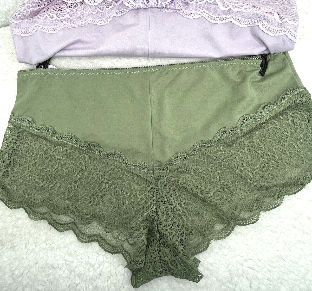 Prima Valentina Women’s Boyshort SZ 2XL 3-Pk Sexy Lace Panties Coral Olive Green