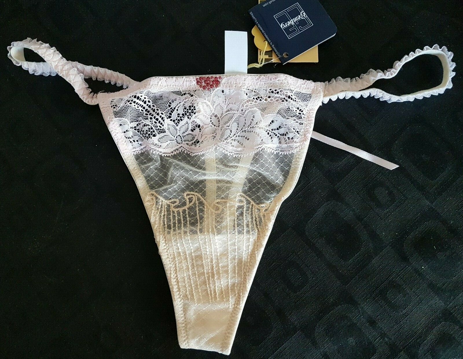 Bacirubati NEOTIS CIPRIA String Sided Beige/Pink Mesh/Lace Hipster Thong