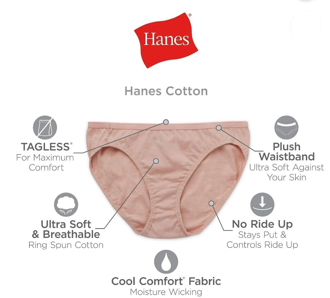Womens Hanes Cotton 2 PACK You Choose Style-Bikinis Briefs Hi-Cut & Sz: 6-10