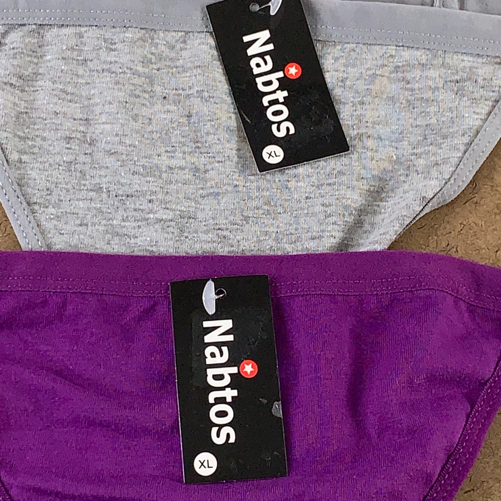 Nabtos Women’s Size XL Purple/Gray Cotton T-Back Thong Panty 2 Pack NWT