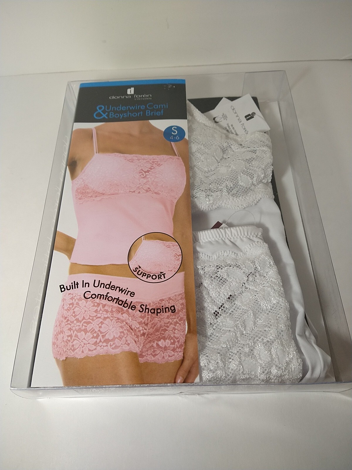 Sexy Bralette & Lace Boyshort Donna L’oren 2 Piece Small White NIB