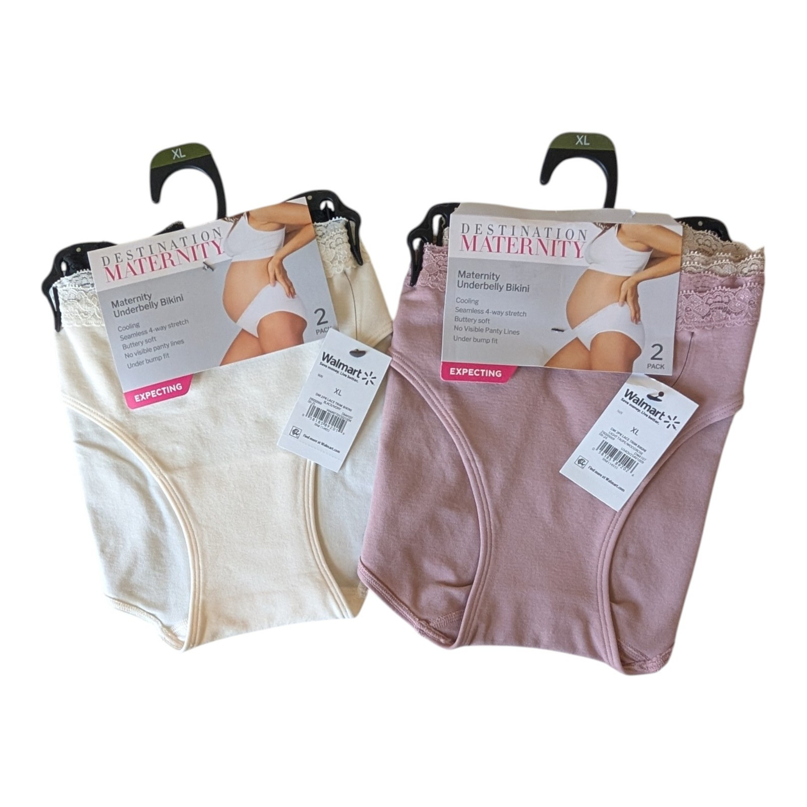 2 Packs Destination Maternity Cooling Seamless Under Belly Panty Women’s XL Lace