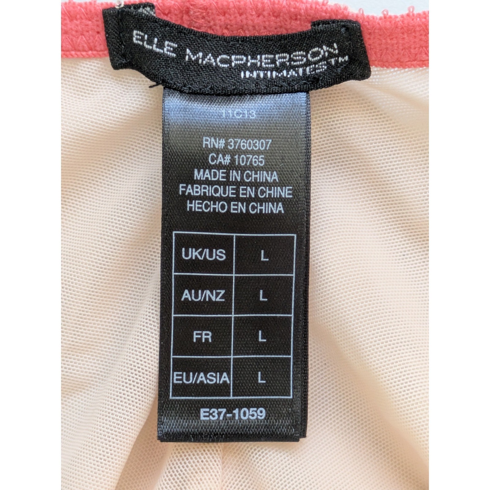 Elle MacPherson Lace Thong Size Large Cameo Rose NWT
