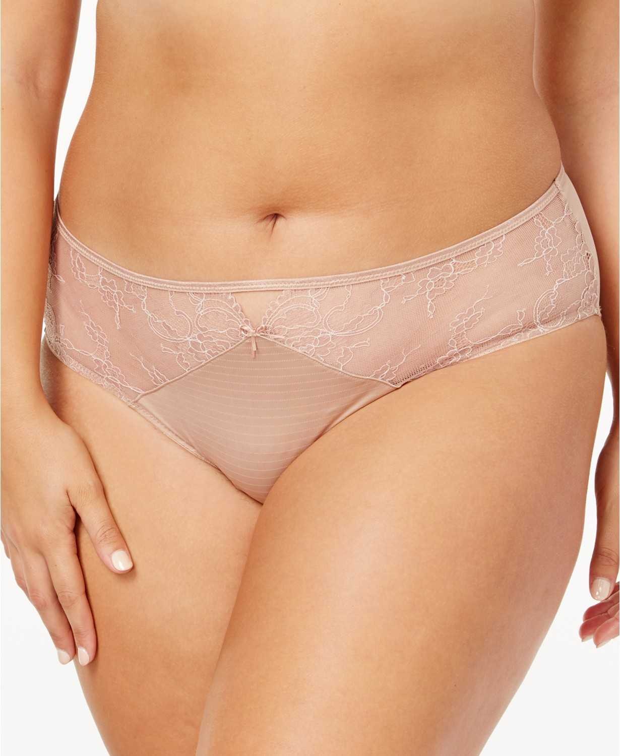 Ashley Graham Lingerie Plus Size Front-Keyhole Lace Panty 401432 (Cappuccino,…