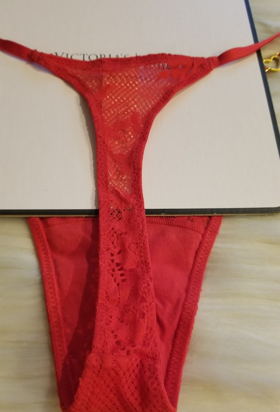 VICTORIA’S SECRET DREAM ANGELS HEART HARDWARE LACE THONG PANTY XL RED NWT