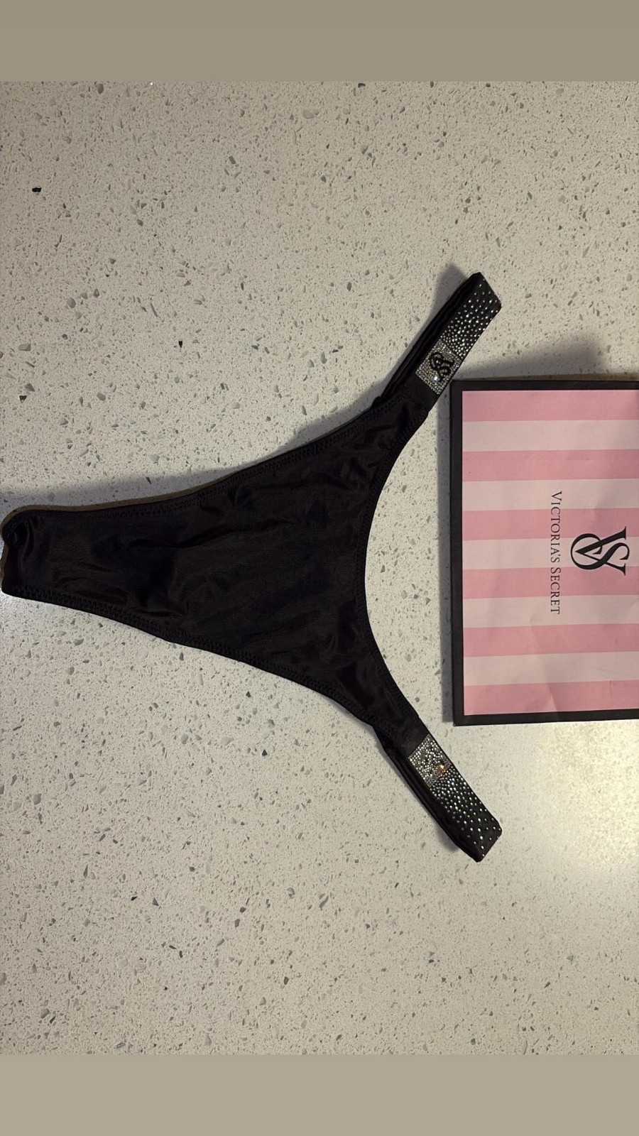Victoria’s Secret Very Sexy Scattered Shine Strap Thong Panty Size M Black