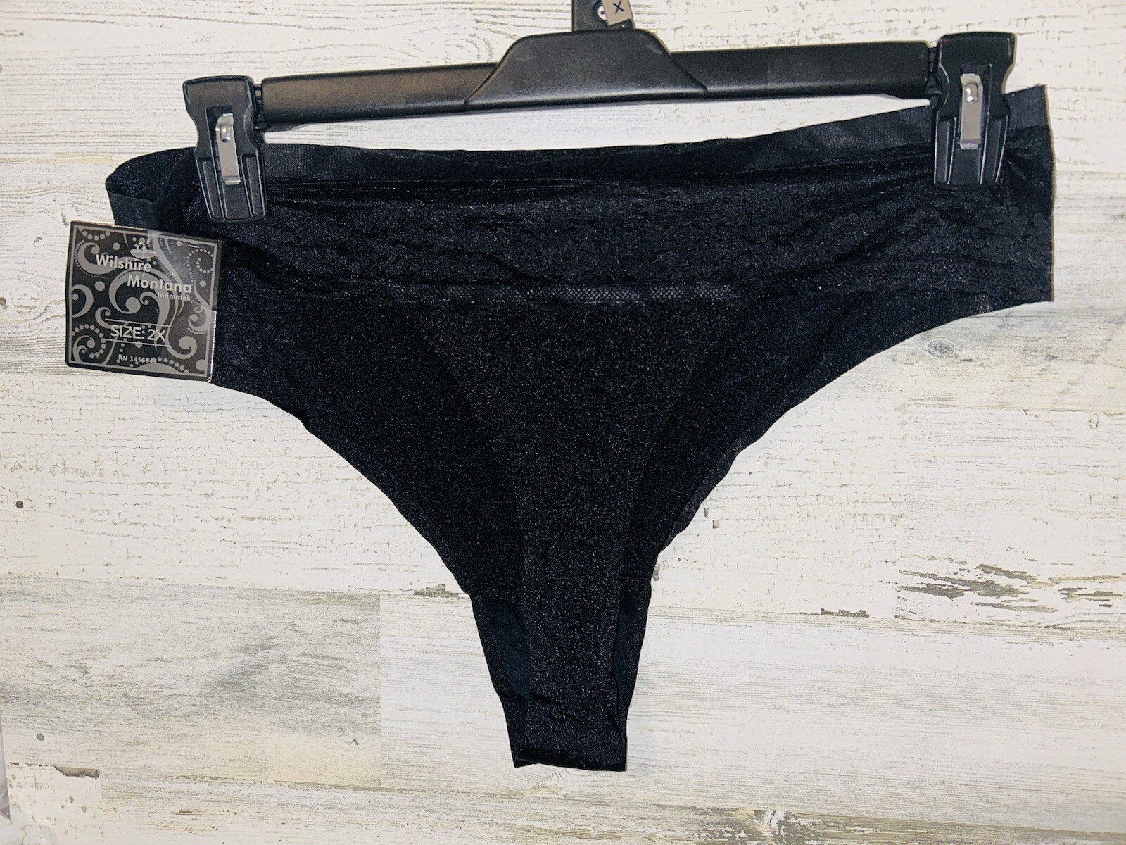 SPLENDIES PLUS 2X BLACK NEW THONG PANTIES NEW W TAGS LACE ACCENTS SOFT PRETTY