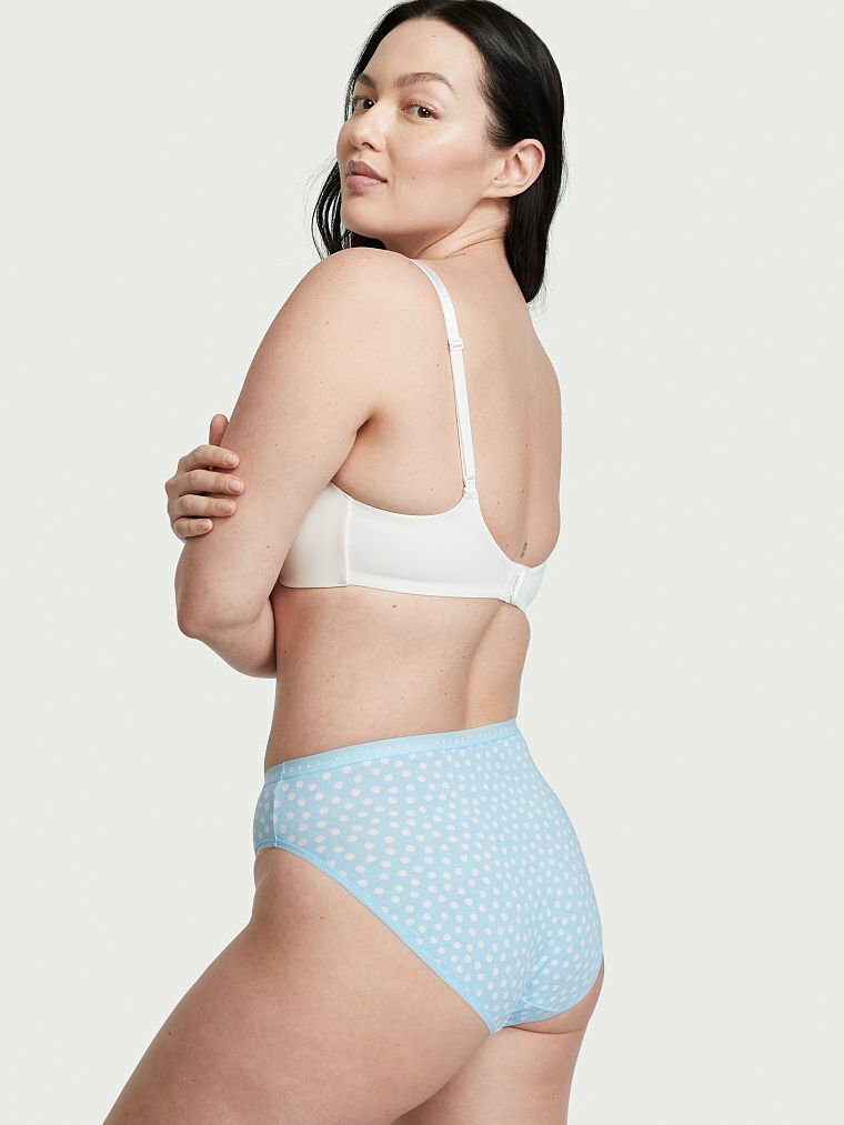 M XL XXL Sky Blue White Dot Cotton Victorias Secret HighLeg Waist Brief Pantie