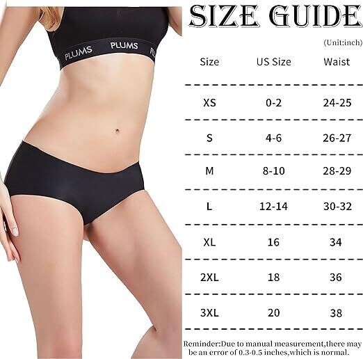 PLUMS Co.Women’s 3 Pack Black Pink Blue Laser-Cut Seamless Hipster Brief Panties
