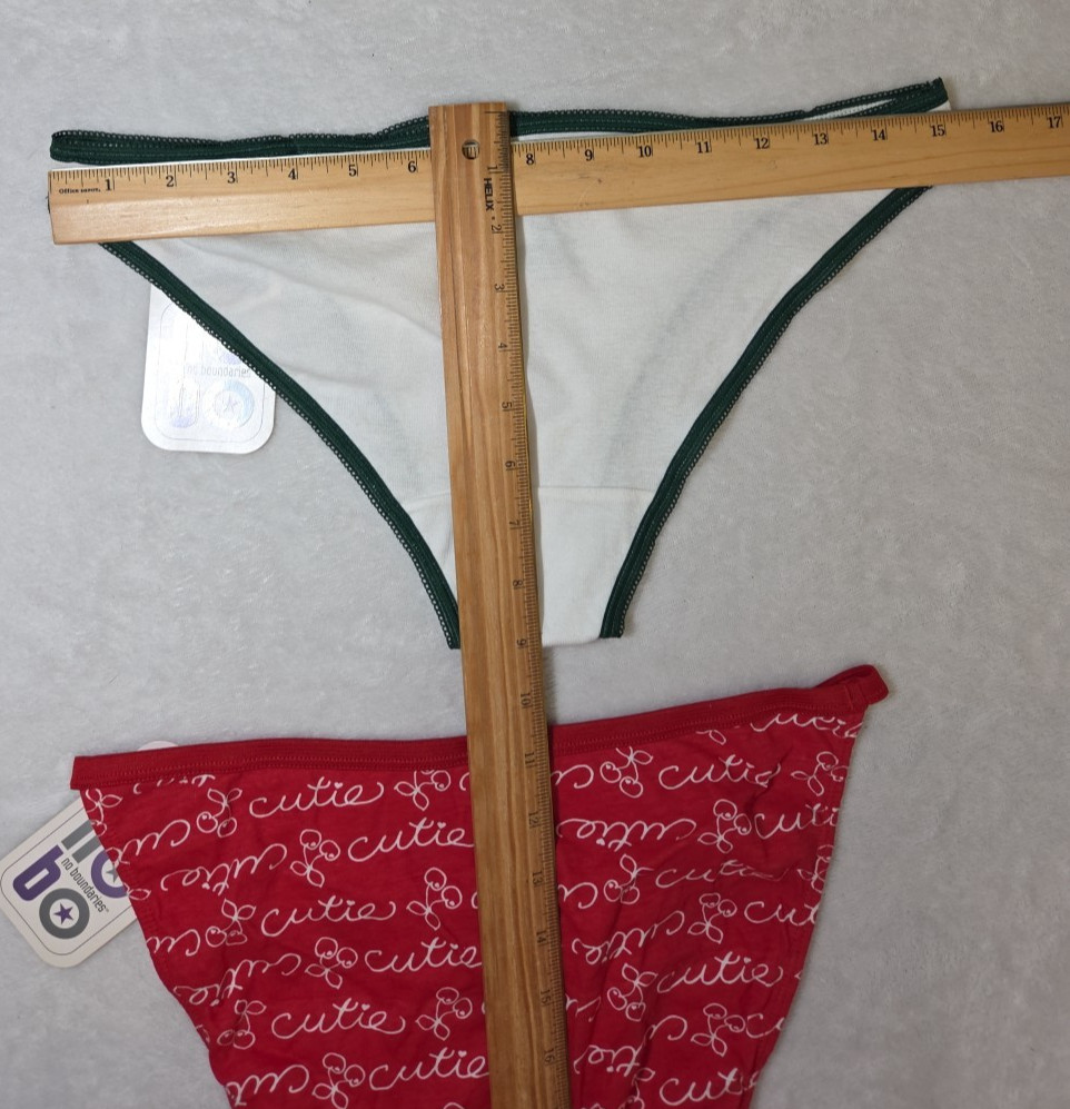 2 Vtg NWT Y2K Panties Cotton String Bikini Cherries Turtle 8 No Boundaries NEW