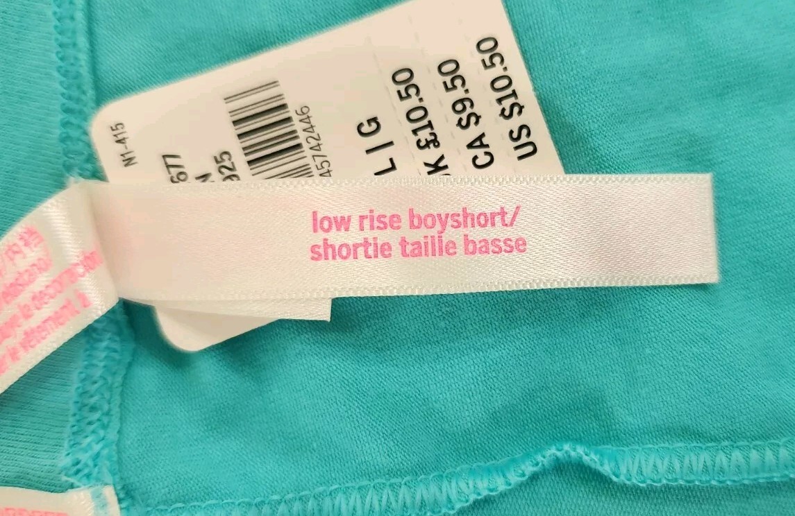 Victorias Secret Panties Size Lg Teal Gold Dog Logo Low Rise Boyshort NOS