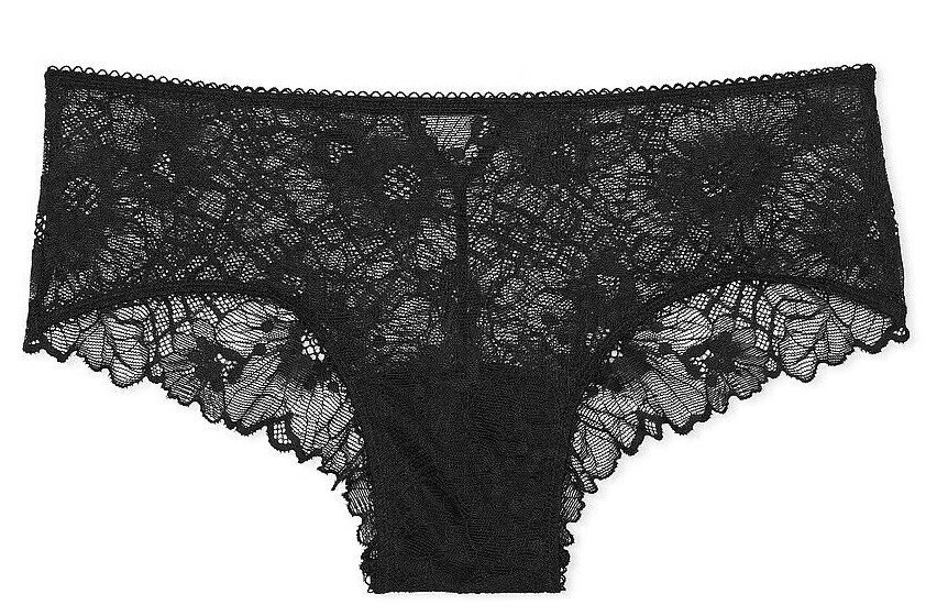 S M L XL XXL NOIR Black FLORAL LACE w Back Detail Victorias Secret CHEEKY Panty
