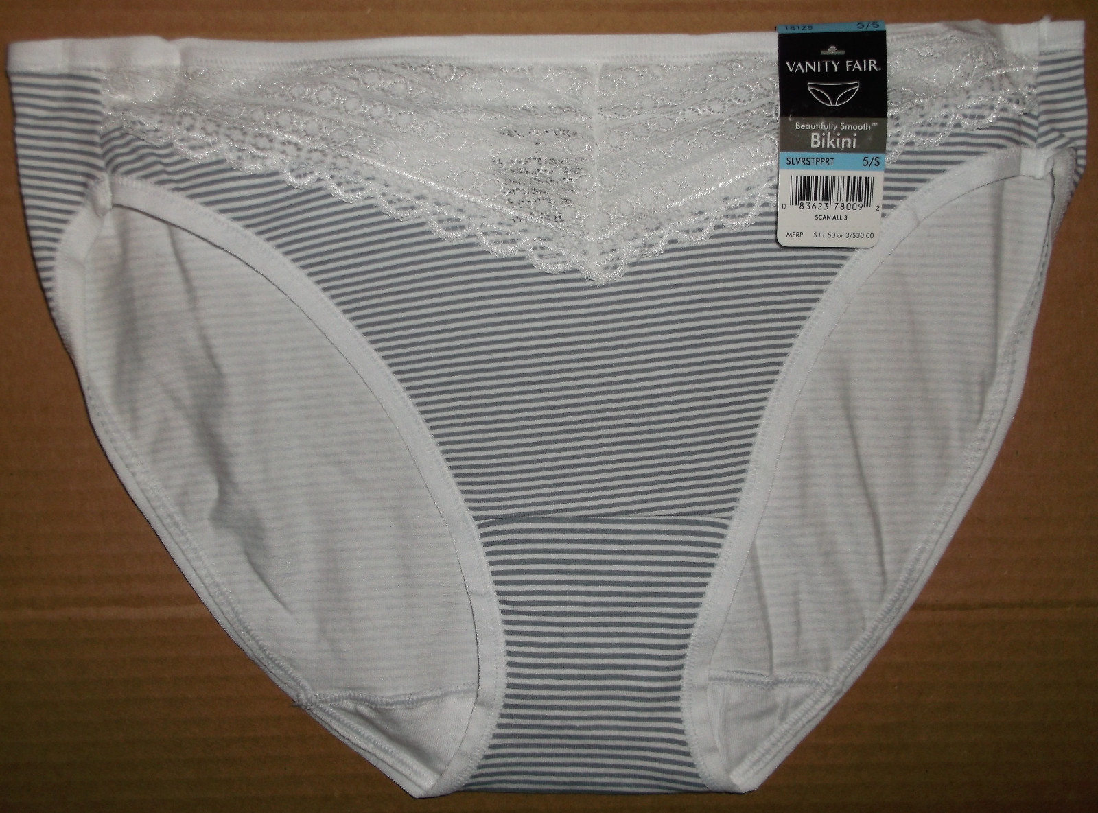 NWT Vanity Fair 18128 Beautifully Smooth Bikini cotton panty panties 5 6 7 8 CLR