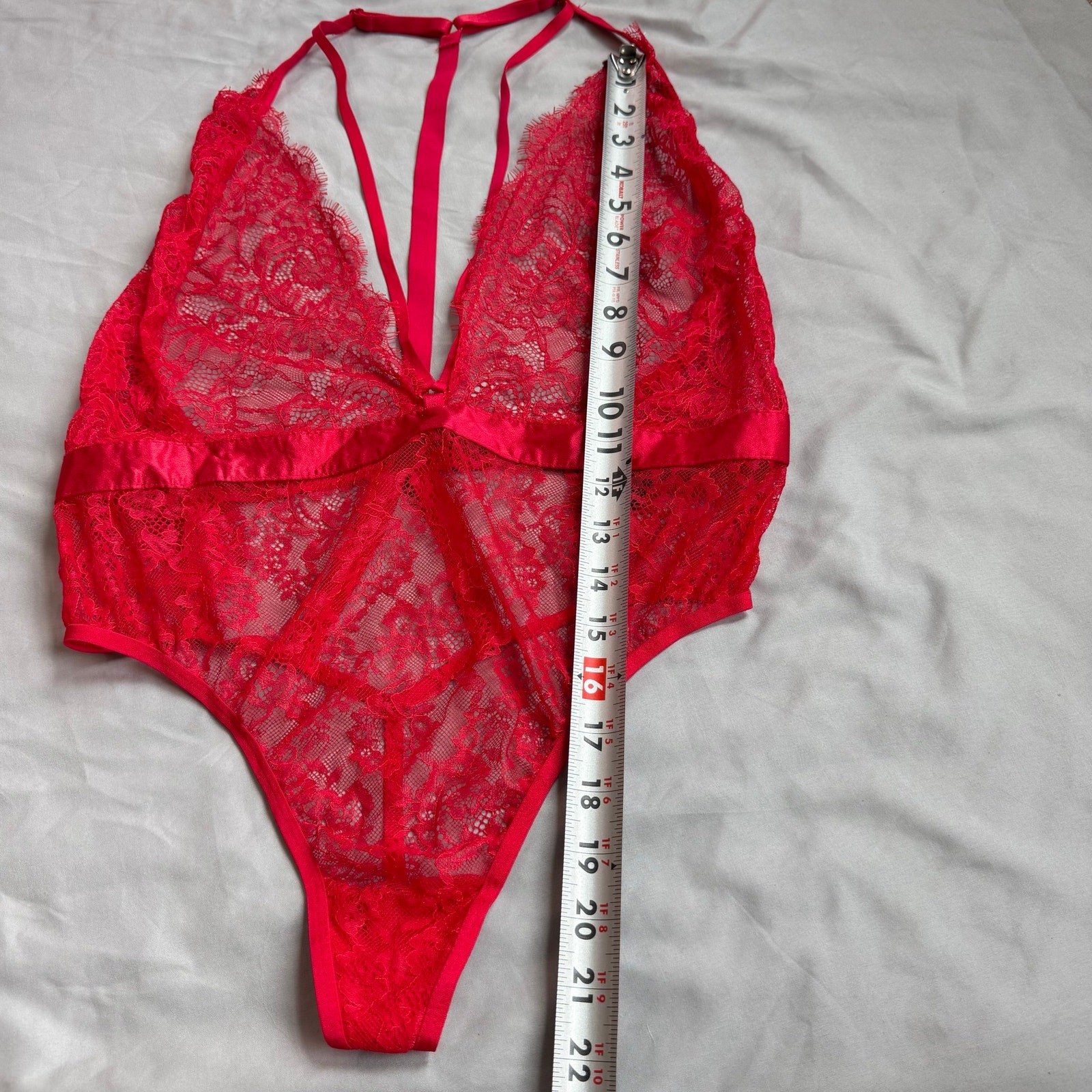 Victoria’s Secret Red Lace Teddy Bodysuit Strappy Back Lingerie Women’s L/G