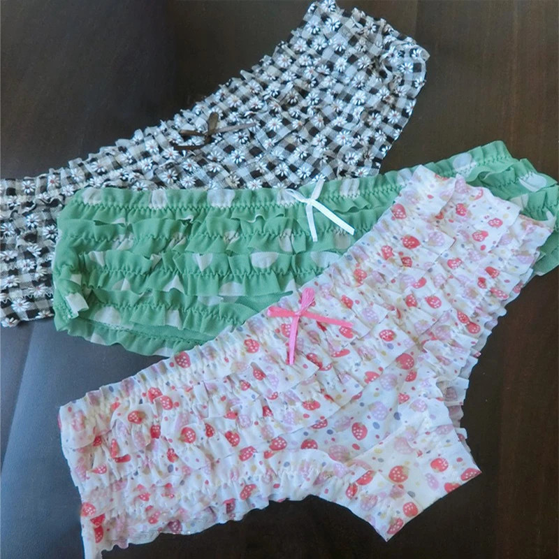 Lace Mid Rise Panties Polka Dot Mesh Soft Breathable Stretch Briefs Fit