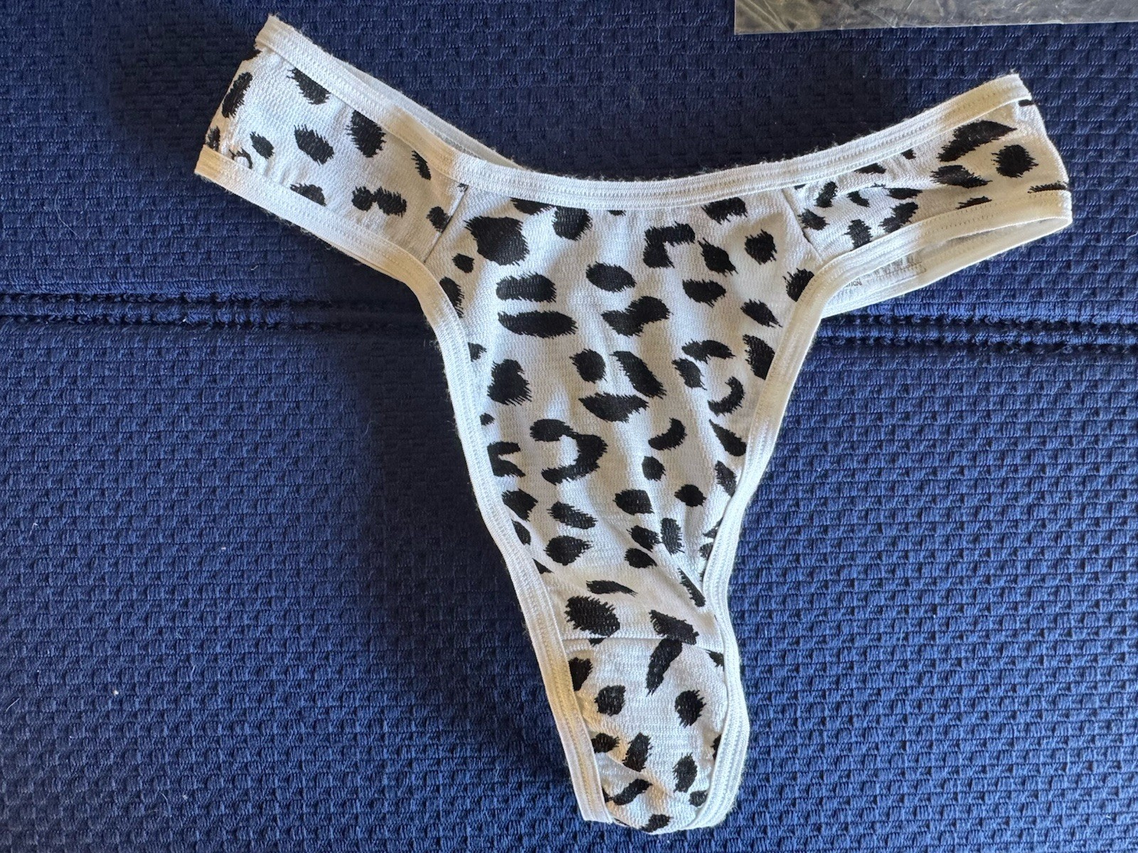 Leopard Print Thong Panties White Black Animal Pattern Women’s 1 Pack