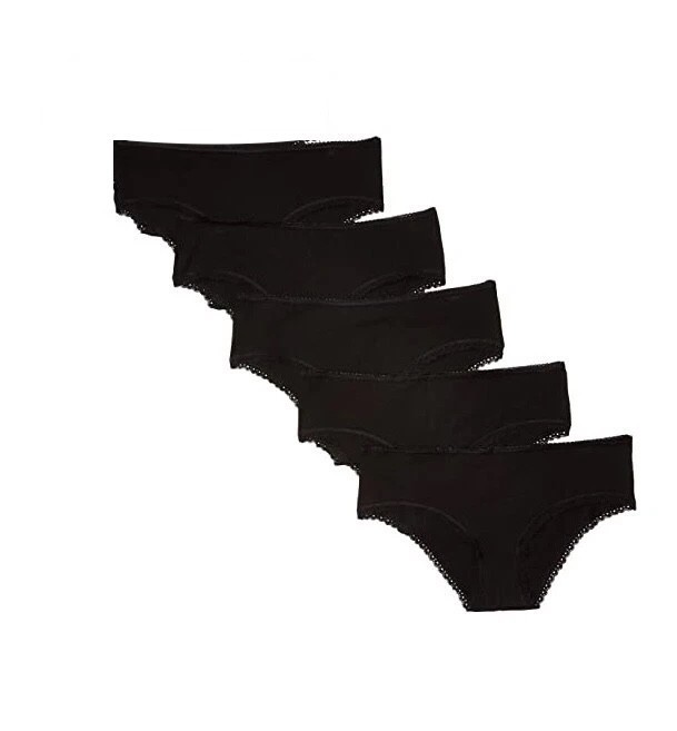 PACT Organic L110134 Womens Basics Black Cotton Hipster 5-Pack Size XS