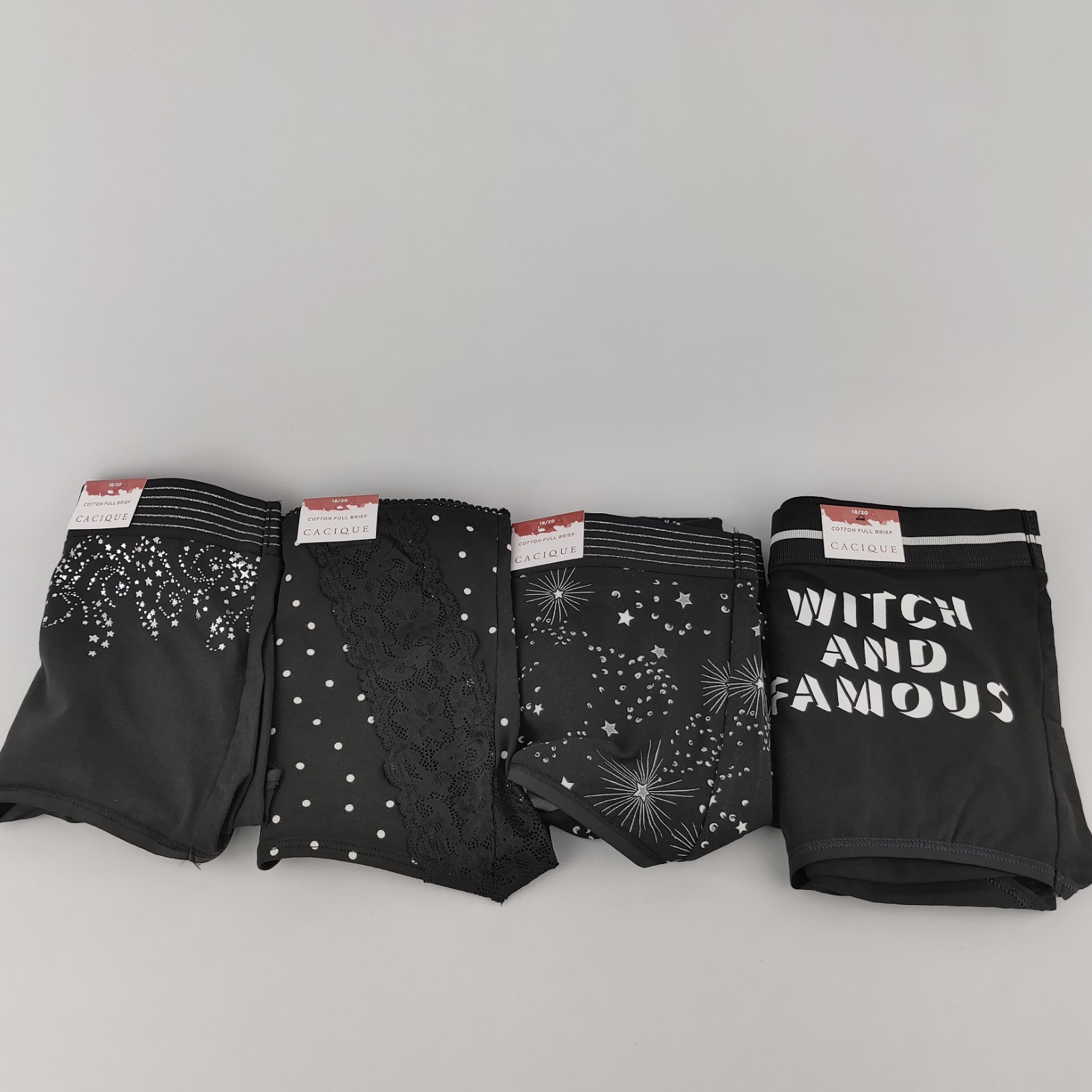 LOT OF 4 LANE BRYANT CACIQUE COTTON FULL BRIEF PANTIES PANTY 18/20 PLUS BLACK B