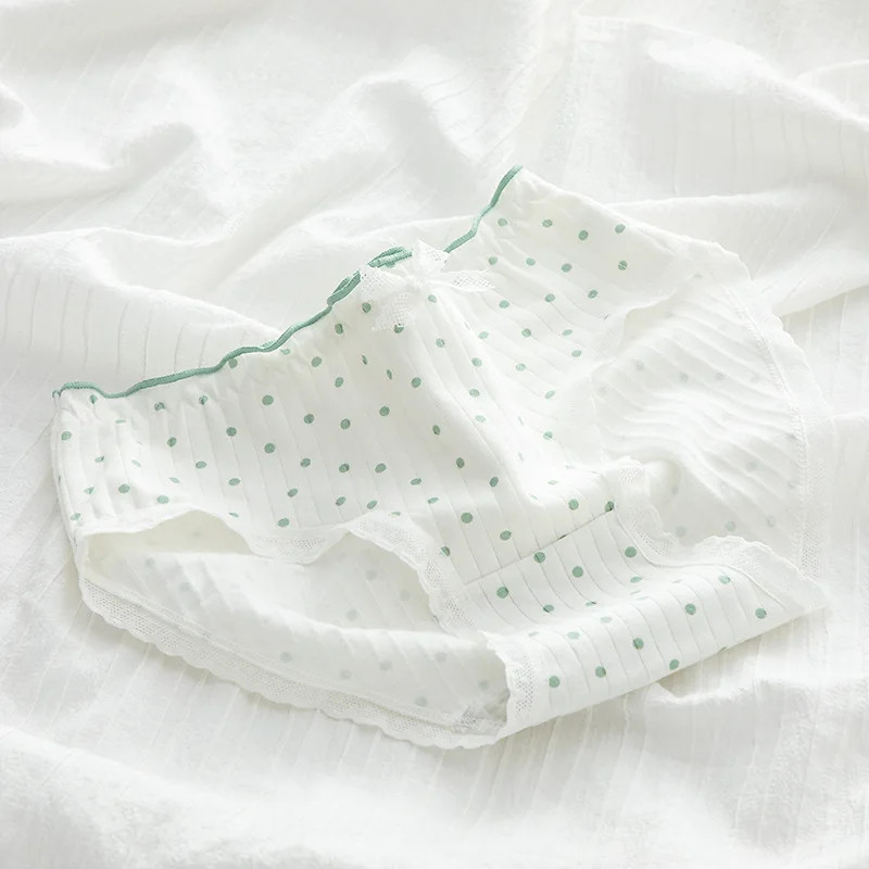 Mid Waist Cotton Panties Floral Print Lace Briefs Seamless Soft Underwear M-XL