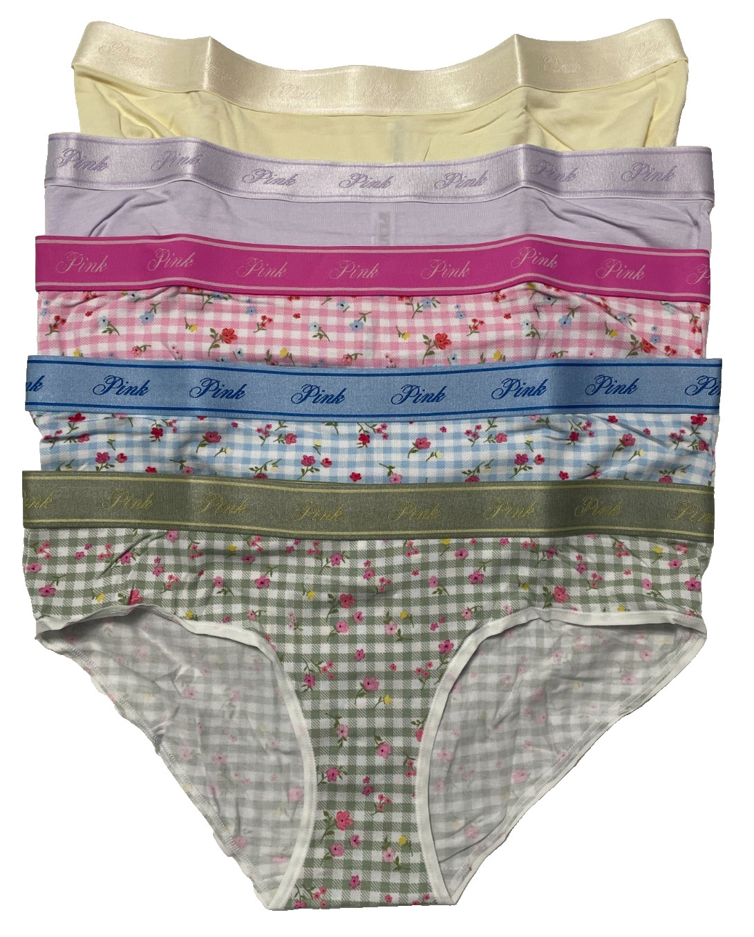 Victoria Secret Hiphugger Panties Womens Large Cotton 5 Pairs Floral Gingham