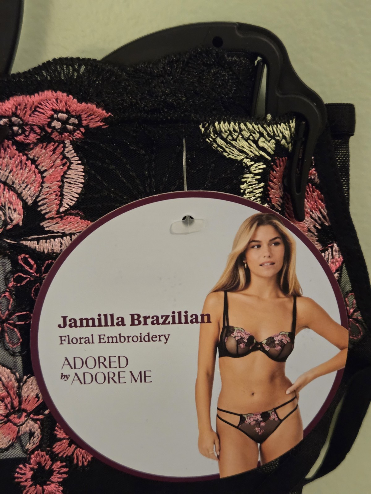 Adore Me Women’s 2X Jamilla Brazilian Panties 2 PACK Black Pink Floral #10726