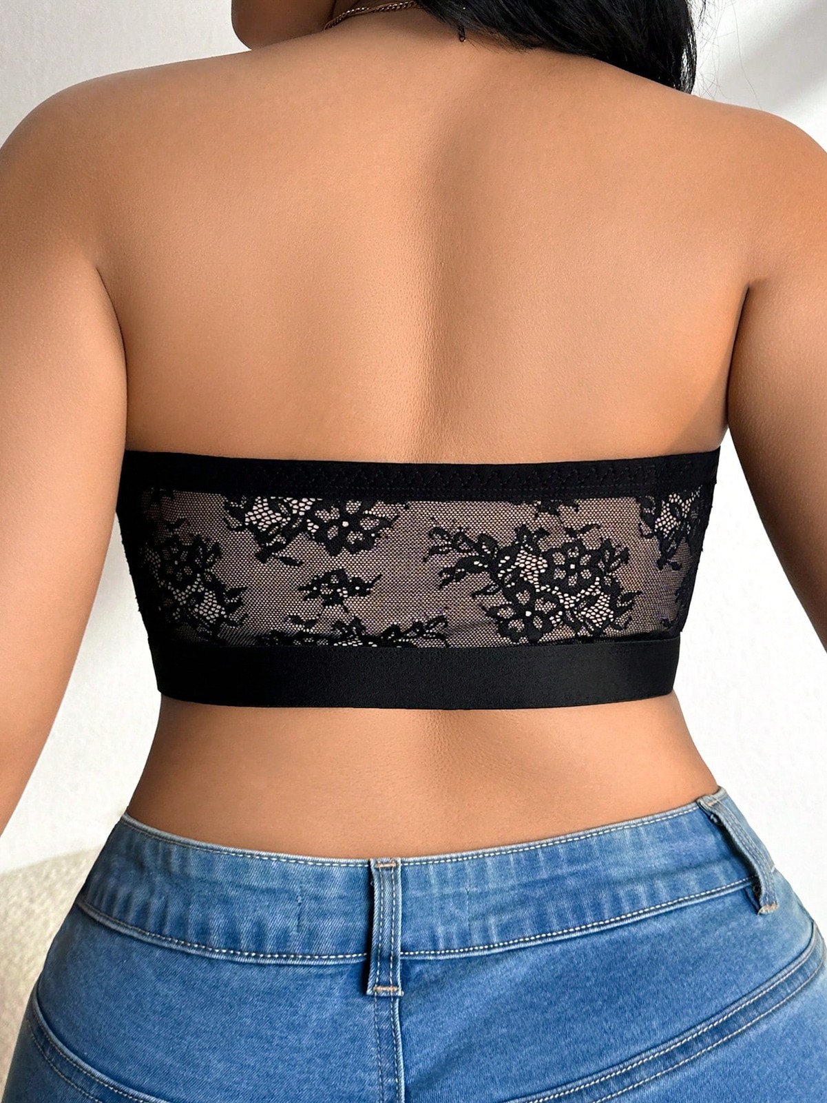 Ladies Plus Size Wireless Lace Patchwork Bandeau Top For Curves Cheap24